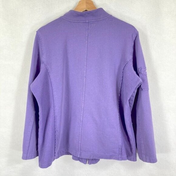 Coldwater Creek Lightweight Full Zip French Terry Jacket L Purple - Picture 5 of 9